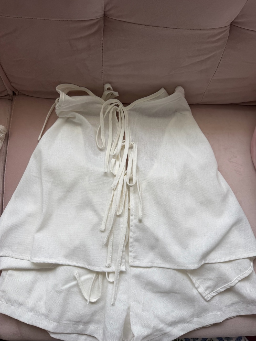 White Tie-Front Two-Piece Set